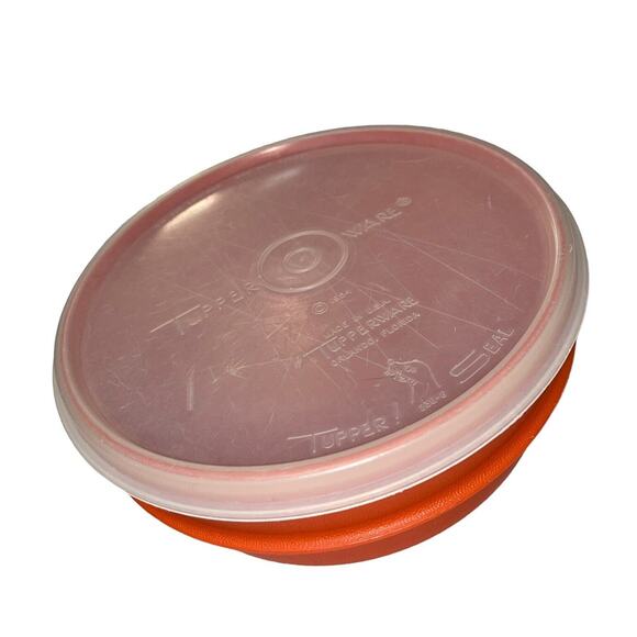 Tupperware Cereal Bowls Lids Set x2 Stackable Harvest Orange Yellow 1356 Vintage - Picture 3 of 15